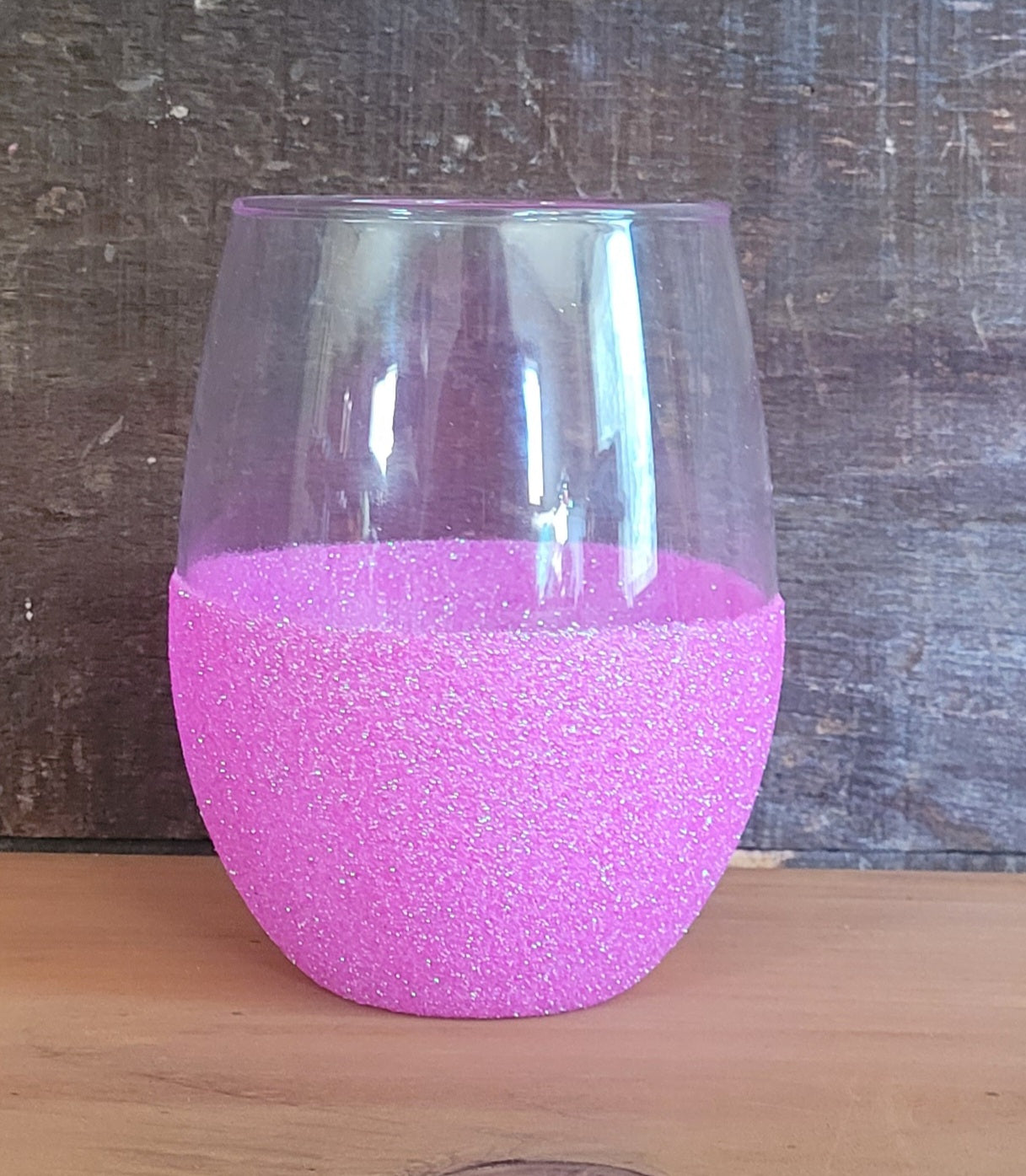 Fuchsia Glitter Wine Glass