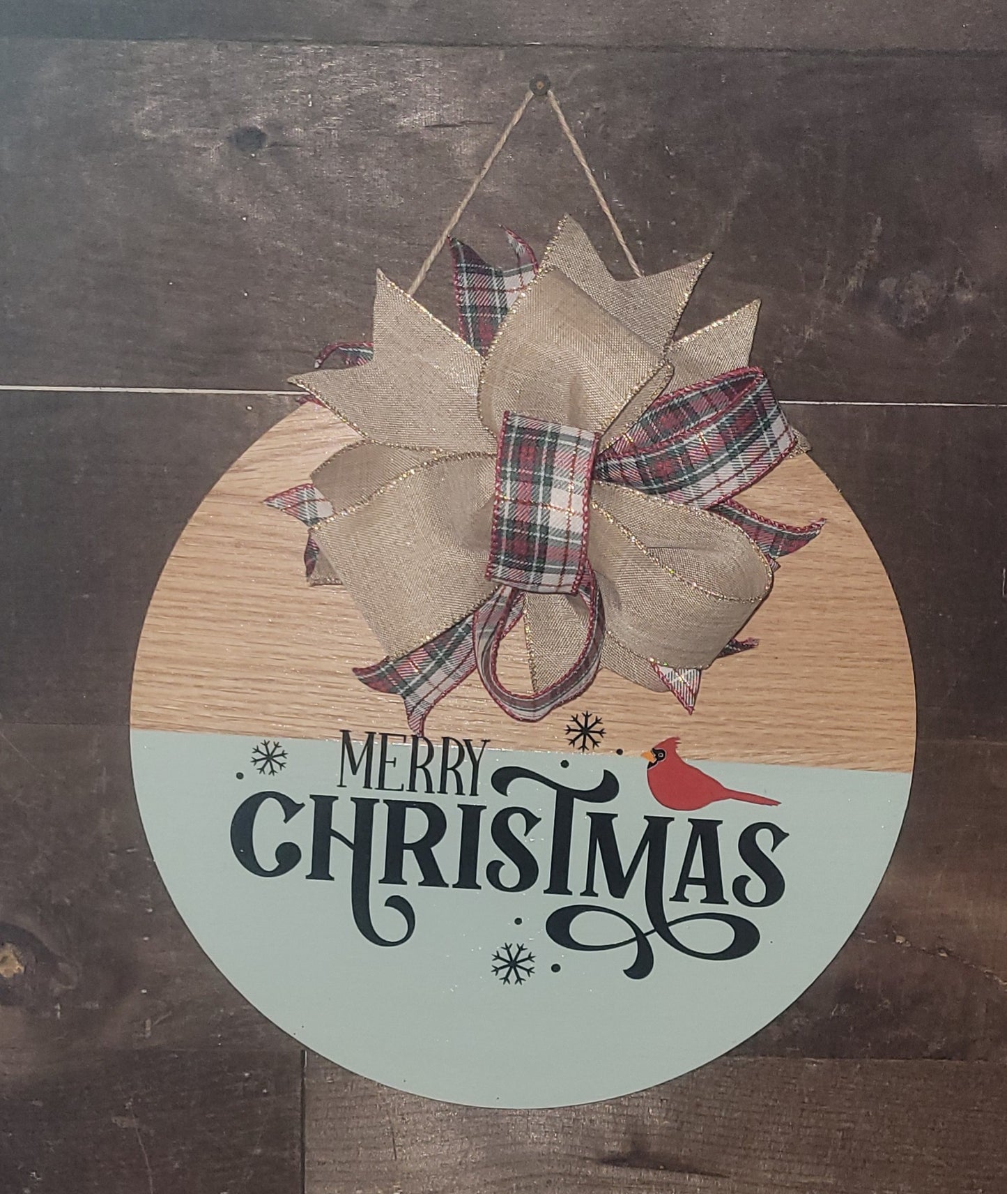 Cardinal Christmas Wooden Door Sign