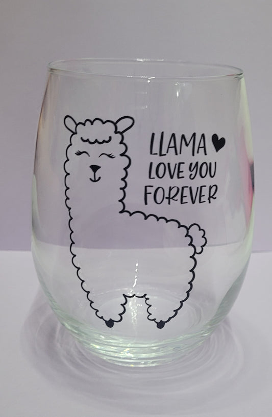 Llama Love You Wine Glass