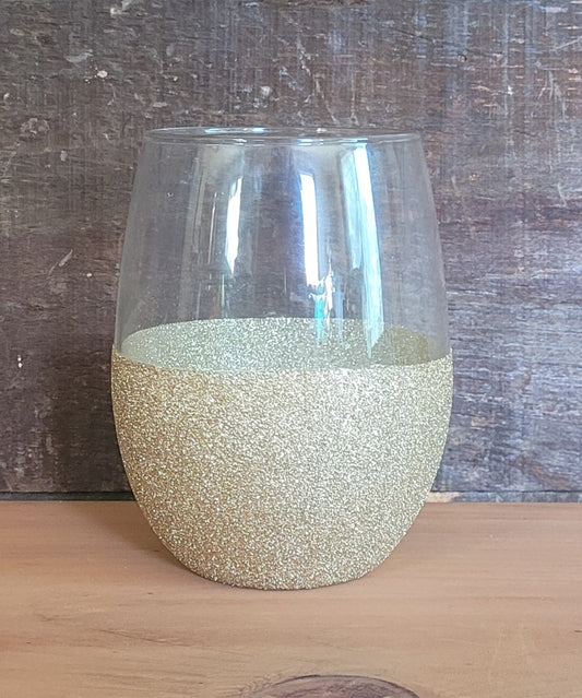 Gold Glitter Wine Glass