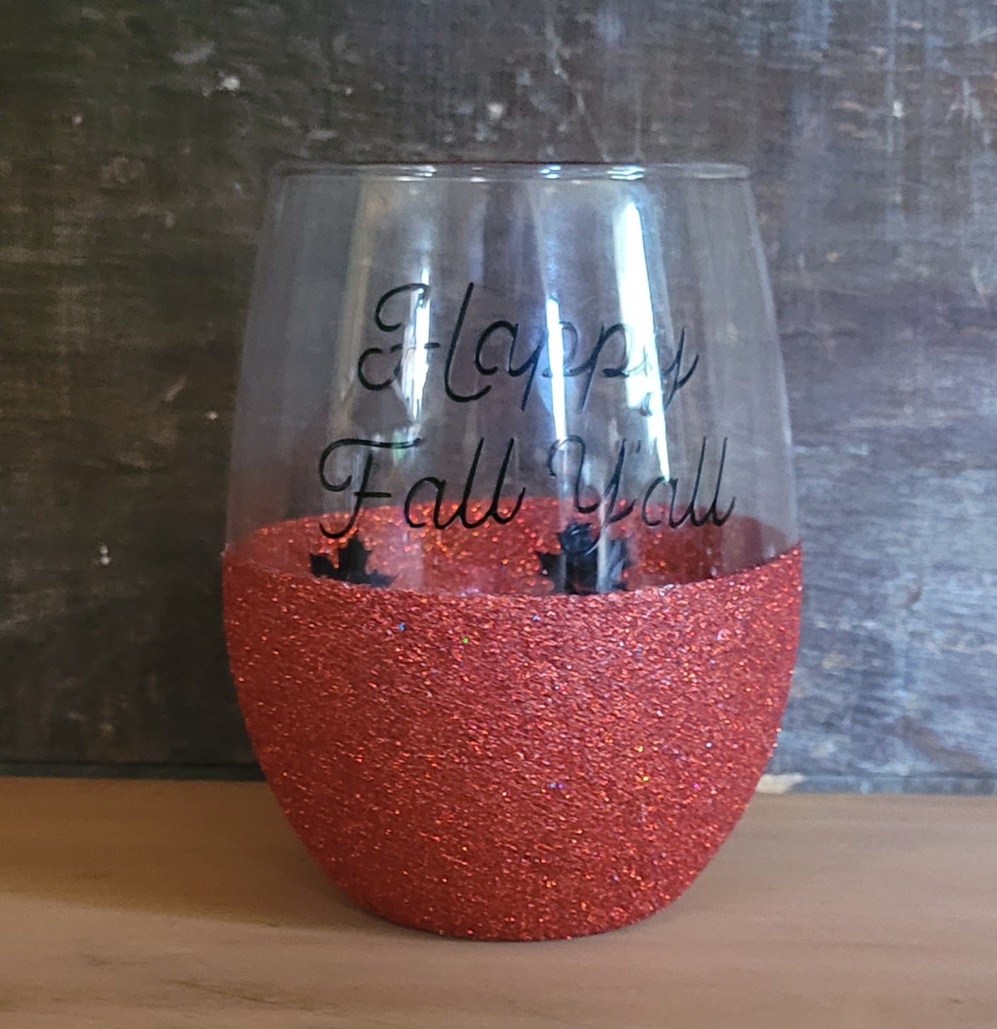 Peakaboo Fall Glitter Wine Glass