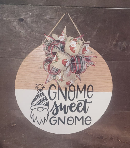 Gnome Sweet Gnome Wooden Door Sign